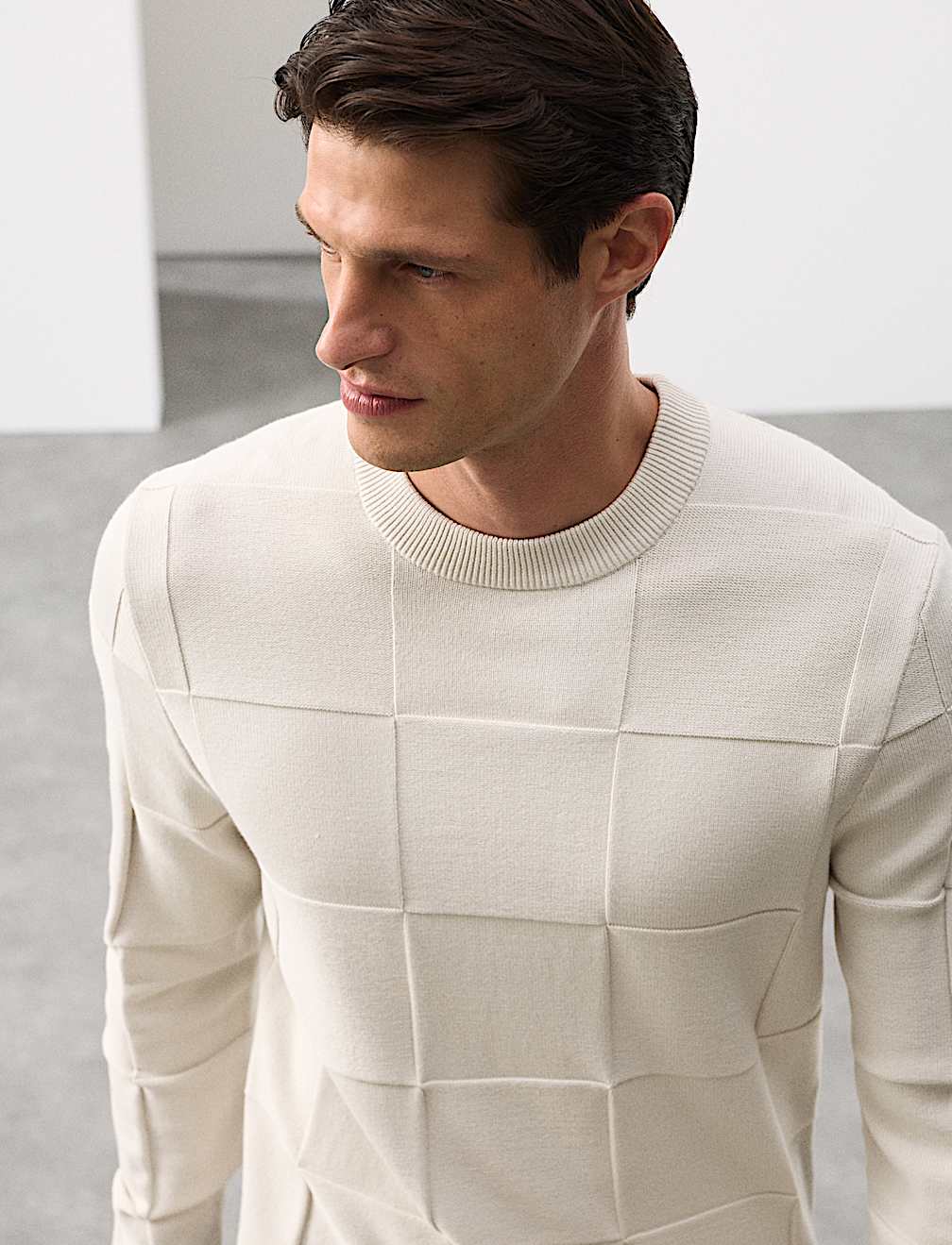 IGNIIX Textured Knit Crew -Ivory
