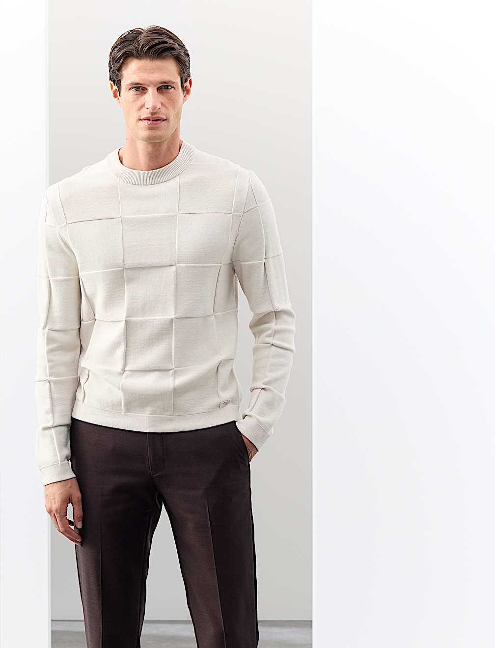 IGNIIX Textured Knit Crew -Ivory - Image 2