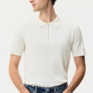 IGNIIX Men’s Ribbed Knit Half-Zip Polo T-Shirts