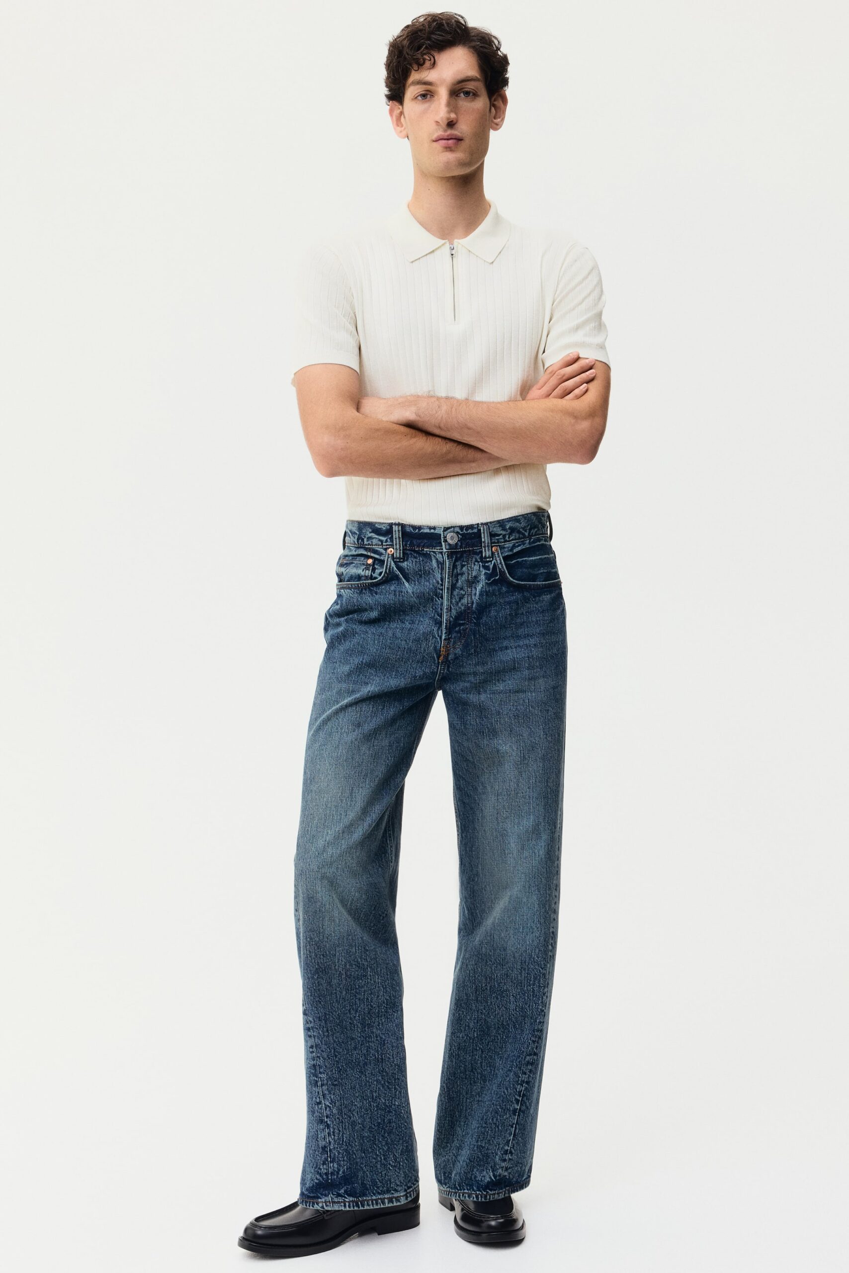 IGNIIX Men’s Ribbed Knit Half-Zip Polo T-Shirts - Image 2