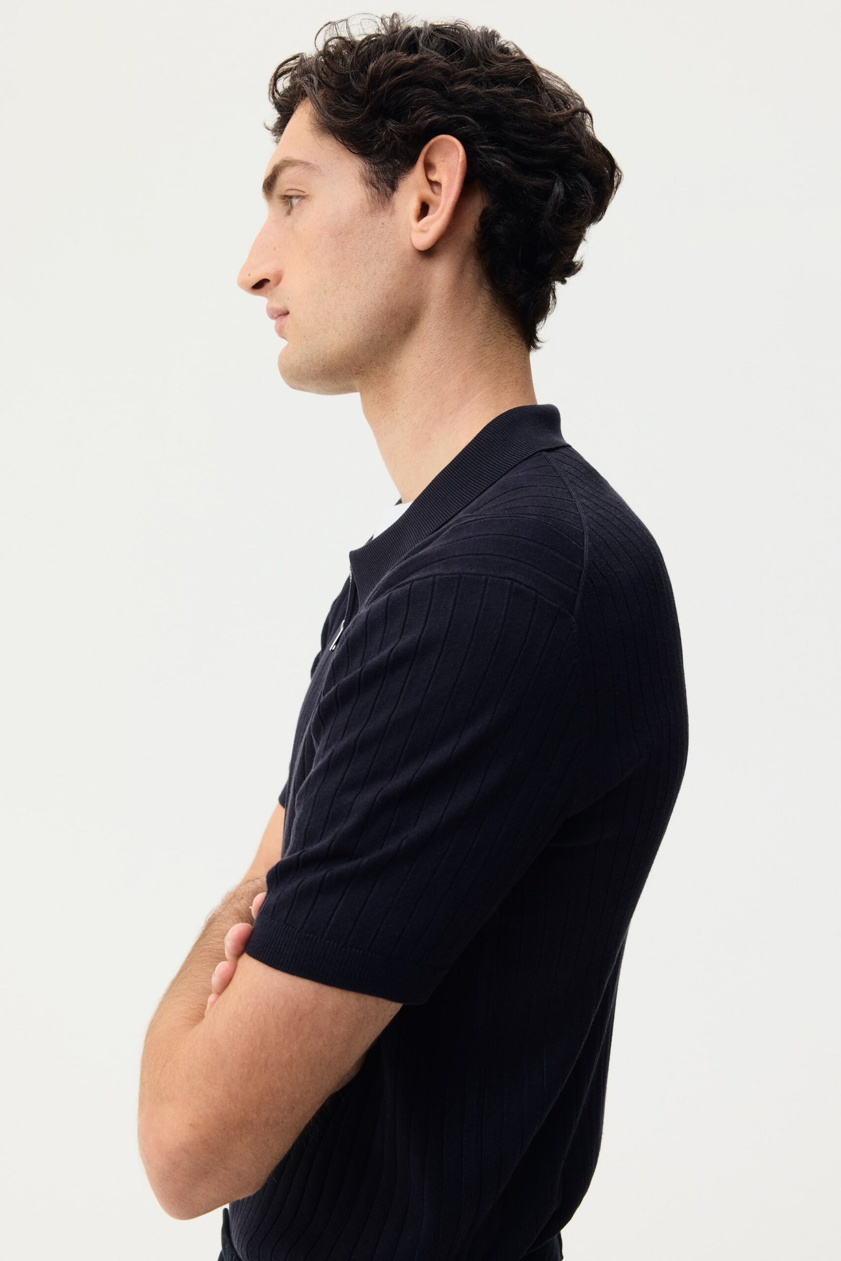 IGNIIX Men’s Ribbed Knit Half-Zip Polo T-Shirts - Image 6