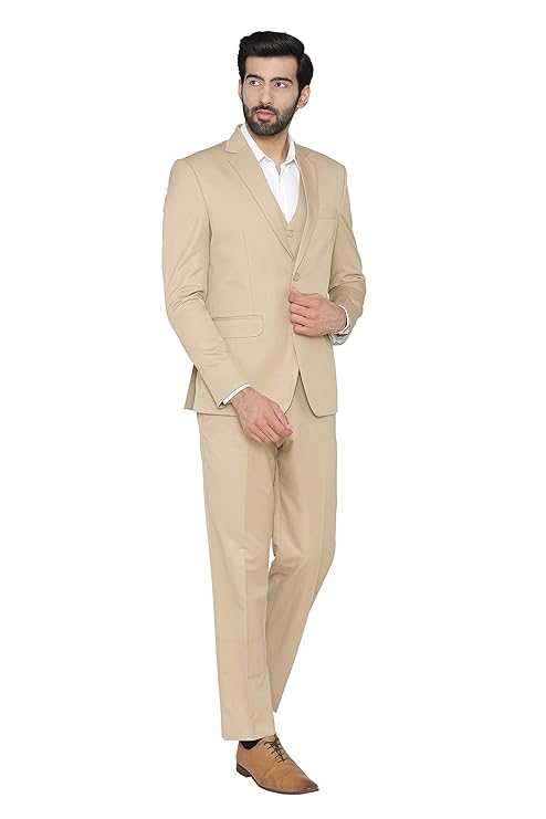IGNIIX Premium 3-Piece Slim Fit Suit for Men Beige