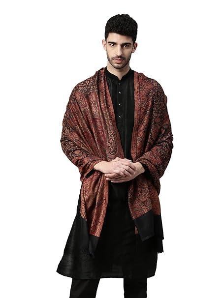 IGNIIX Royal Kashmiri Paisley Stole & Black Kurta Set