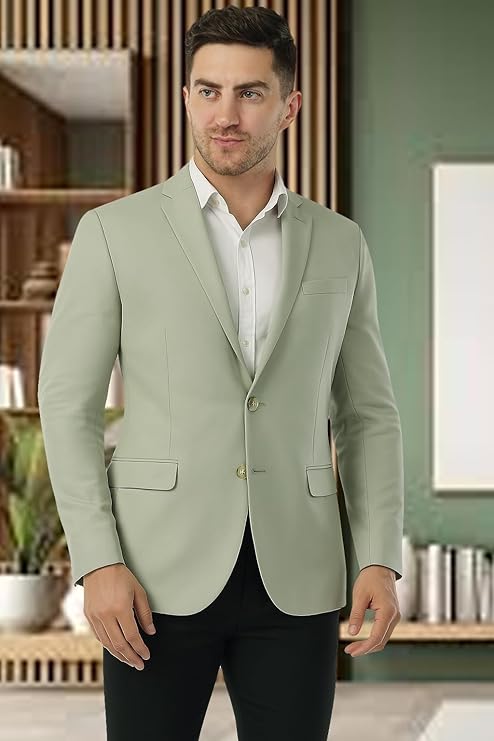 IGNIIX Premium Slim Fit Blazer for Men Pistachio Green & Sage Olive - Image 2