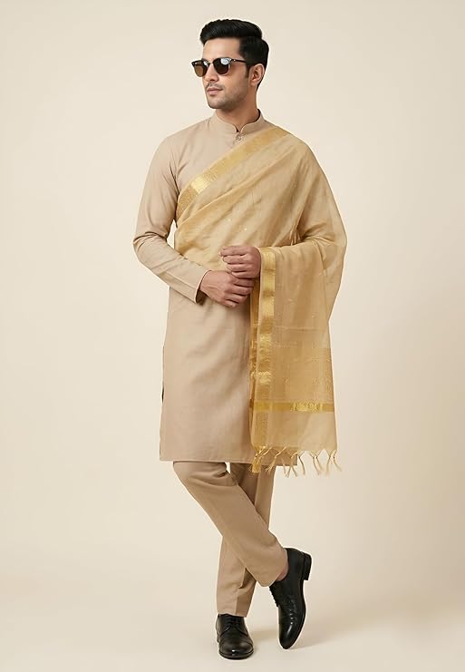 IGNIIX Royal Golden Ethnic Kurta Set with Premium Dupatta