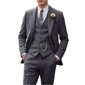 IGNIIX Premium 3-Piece Slim Fit Suit for Men Charcoal Grey