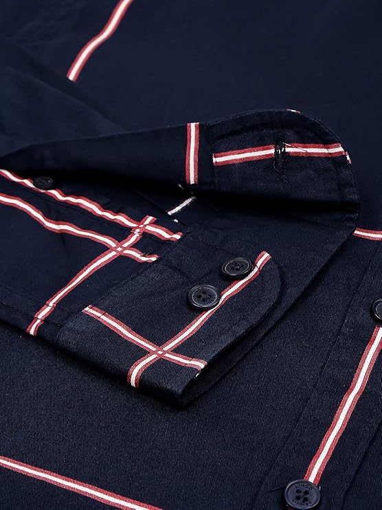 IGNIIX Premium Slim Fit Check Shirt – Navy Blue - Image 3