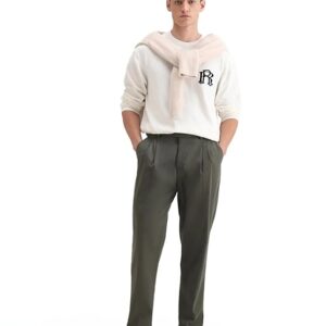 IGNIIX PREMIUM PLEATED TAILORED TROUSERS (OLIVE & OFF WHITE)