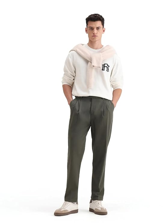 IGNIIX PREMIUM PLEATED TAILORED TROUSERS (OLIVE & OFF WHITE)