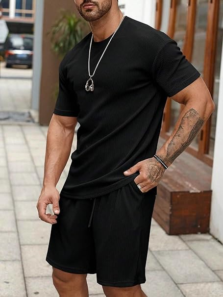 IGNIIX PREMIUM RIBBED CO-ORD SET BLACK & WHITE - Image 3