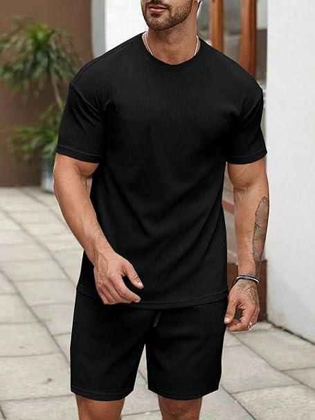 IGNIIX PREMIUM RIBBED CO-ORD SET BLACK & WHITE - Image 4