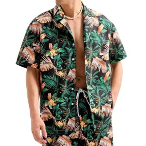 IGNIIX TROPICAL PRINT RESORT CO-ORD SET GREEN