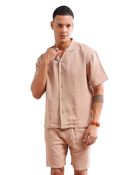 IGNIIX PREMIUM LINEN CO-ORD SET KHAKHI & NAVY EDITION