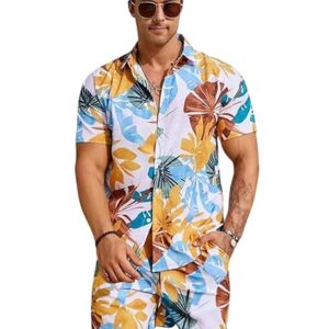 IGNIIX TROPICAL FLORAL CO-ORD SET MULTICOLOR ORANGE VIBE