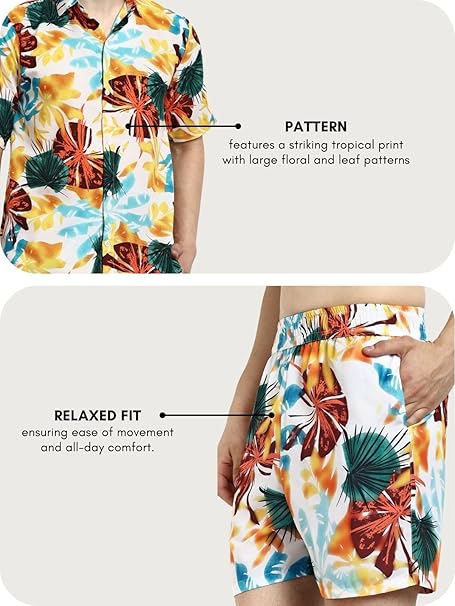 IGNIIX TROPICAL FLORAL CO-ORD SET MULTICOLOR ORANGE VIBE - Image 4