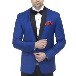 IGNIIX Premium Tuxedo Style Blazer for Men Royal Blue / Wine