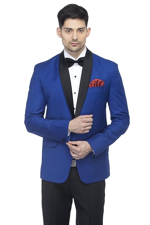 IGNIIX Premium Tuxedo Style Blazer for Men Royal Blue / Wine