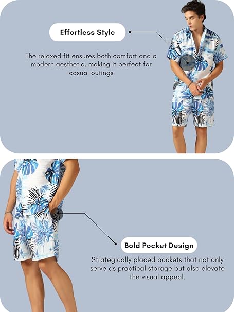 IGNIIX TROPICAL SUMMER CO-ORD SET BLUE PALM PRINT - Image 5