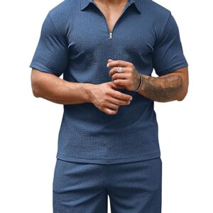 IGNIIX PREMIUM ZIP POLO CO-ORD SET TEAL BLUE & WINE